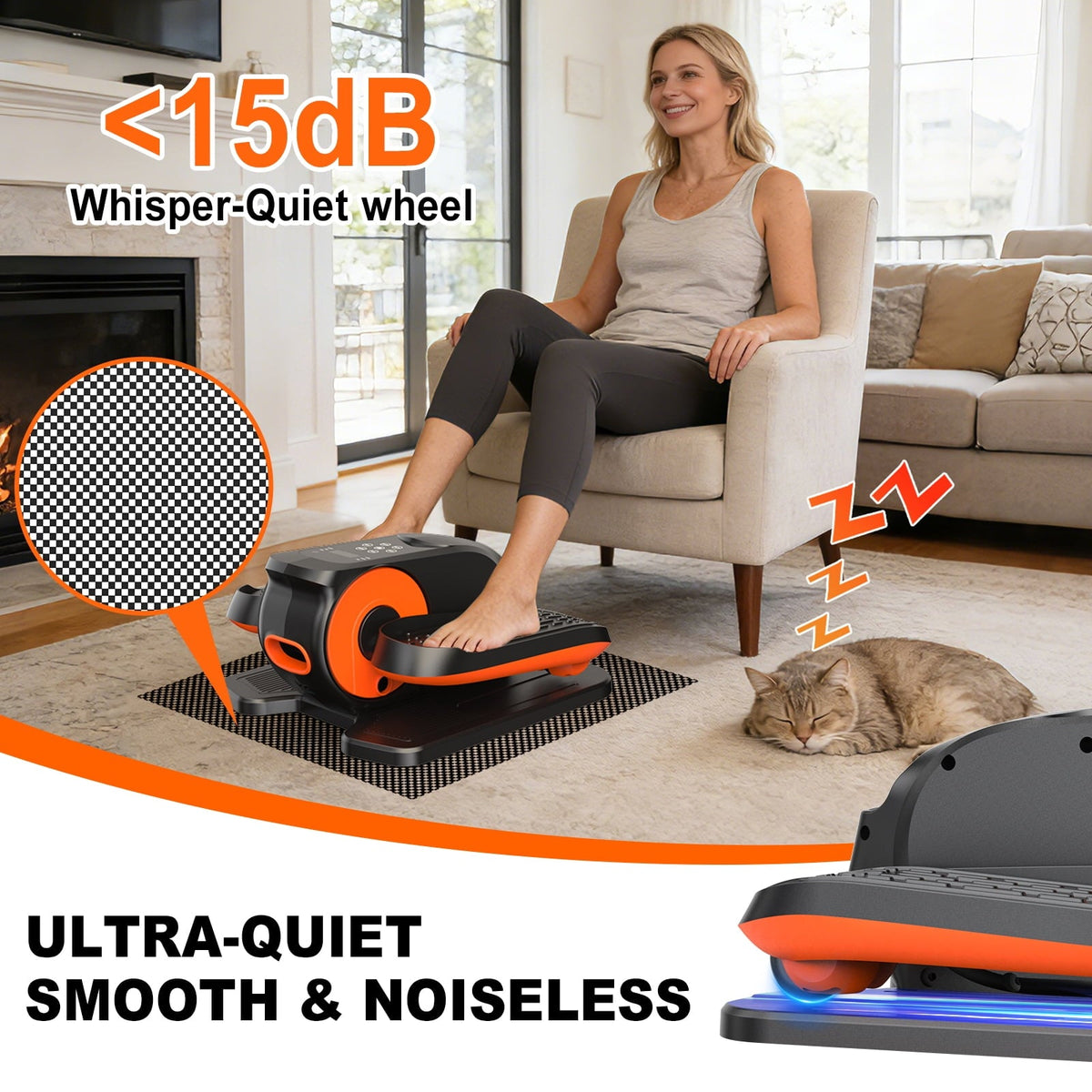 Funslim Under Desk Elliptical Exercise Machine,Leg Exerciser While Sitting, Quiet Portable Electric Seated Pedal Exerciser,Fully Assembled with