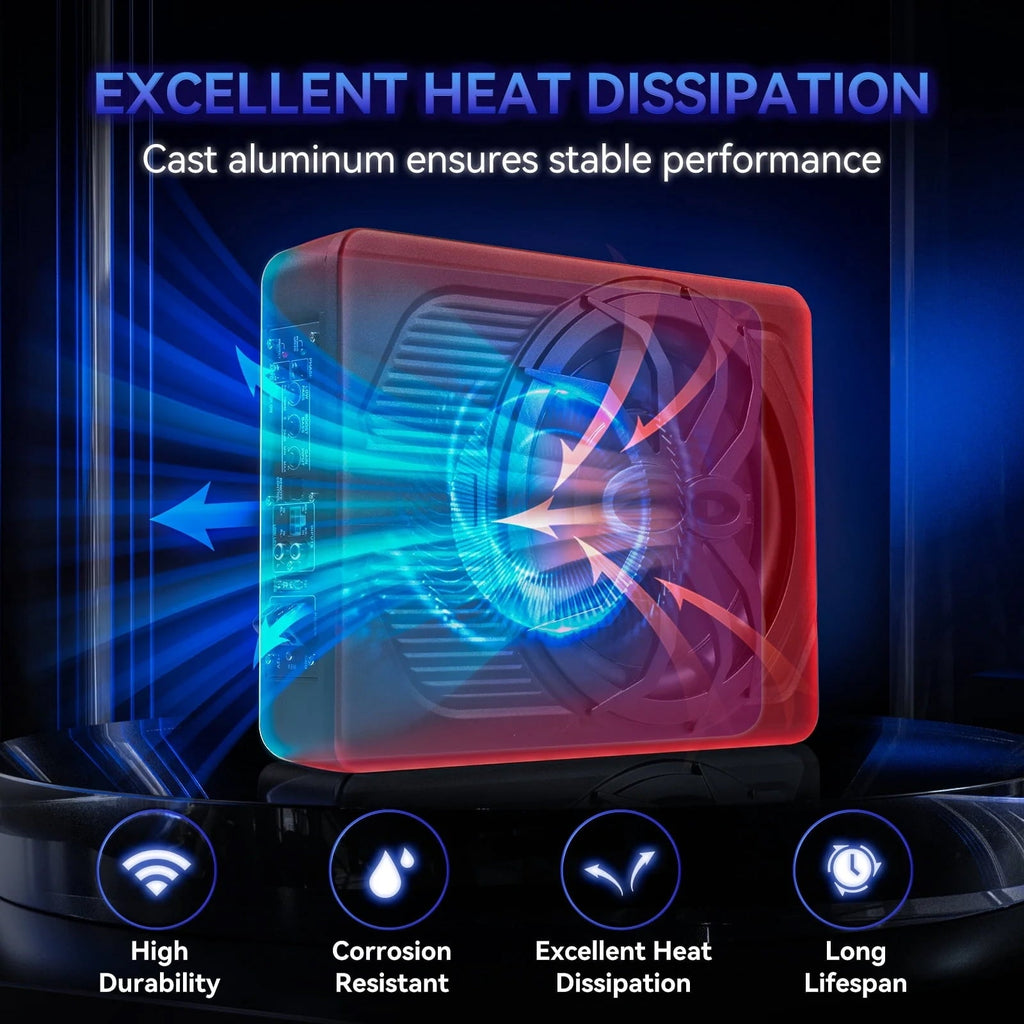 1200W Car Subwoofer with APP Control and Colour Light, 10'' 12V Slim Under Seat Powered Car Subwoofer w/Built-in Amplifier & Hi/Lo Input Bass Speaker