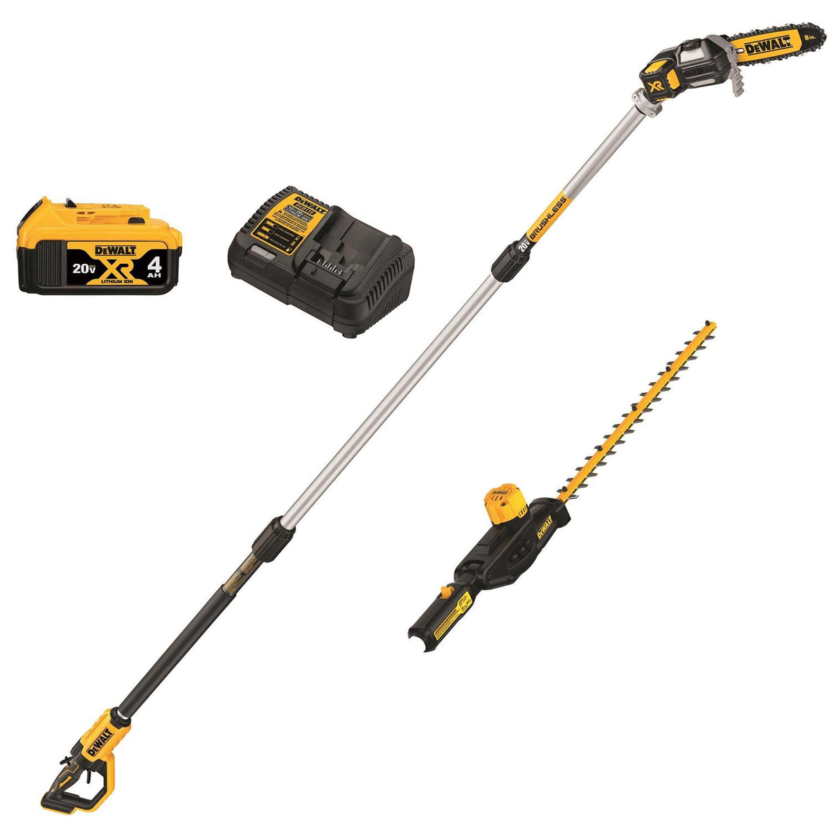 Dewalt 20V MAX Cordless Pole Saw And Pole Hedge Trimmer Combo Kit, 8 in Bar - DCKO86M1 (DCPS620/DCPH820)