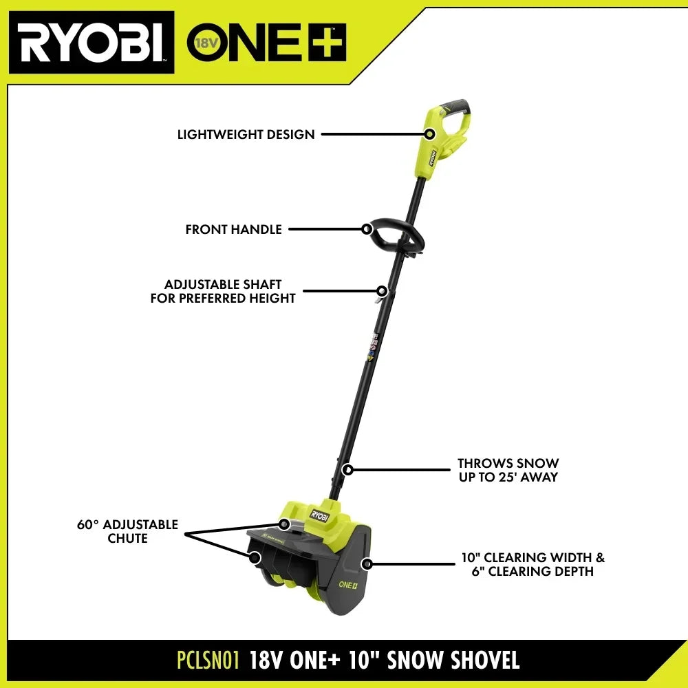 RYOBI 18V ONE+ 10" Snow Shovel Kit - Throws Snow Up to 25' Away