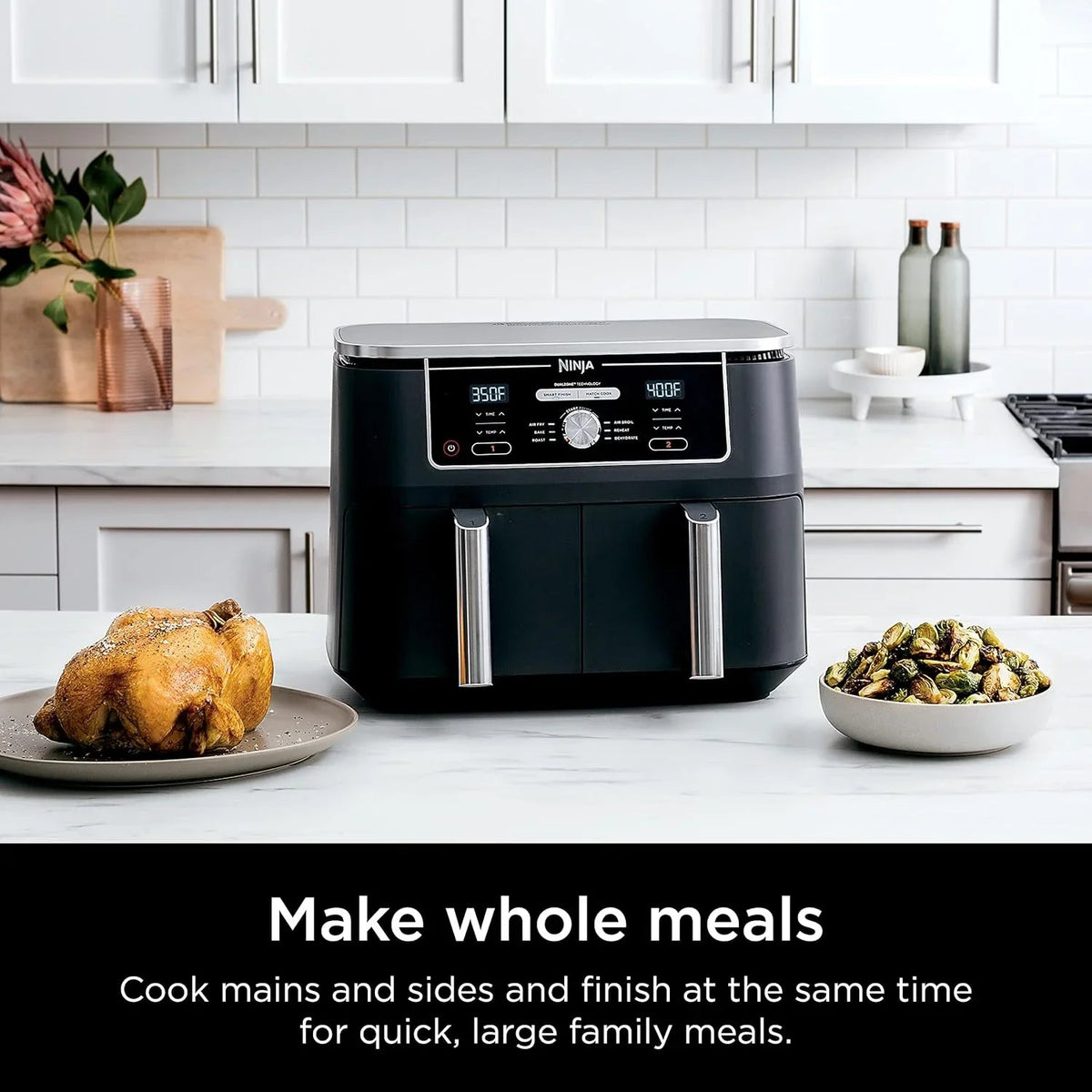 Ninja Foodi 10 QT 6-in-1 DualZone Smart XL Air Fryer, 2 Independent 5 QT Baskets, Grey - DZ550