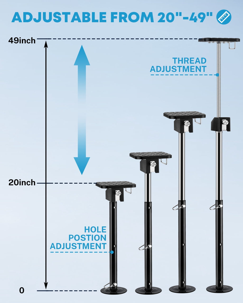 Kohree 4 Pack RV Slide Out Support Jacks with a Flat Top Support Block,Total up to 20,000lb Adjust from 20"-49",Heavy Duty Stabilizer Jacks for