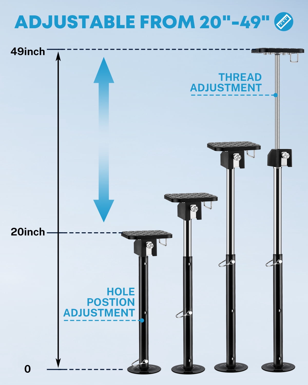 Kohree 4 Pack RV Slide Out Support Jacks with a Flat Top Support Block,Total up to 20,000lb Adjust from 20"-49",Heavy Duty Stabilizer Jacks for