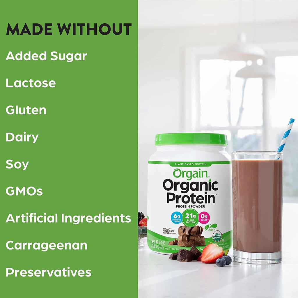 6 pack) Orgain Organic Vegan 21g Protein Powder, Plant Based Shake Drink, Creamy Chocolate Fudge 1.02lb