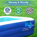 BN-LINK Inflatable Pool for Kids and Adults, 118" X 68" X 22" Oversized Thickened Family Swimming Pool for Toddlers, Outdoor, Garden, Backyard