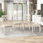 Llinc Store 5-Piece Round Dining Table Set For 4 With Upholstered Chairs, Walnut Table/Beige Chairs