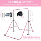 Expandable Gymnastics Bar For Kids, Folding, Height Adjustable 35-51 in, Pink