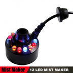 HIBIBUD Mist Maker Mini Pond Fog Machine,Halloween Mist Maker Fogger 12 LED Lights Aluminum With Adjustable Controller Guard,Indoor Fountain Mister Foggers,Water Feature Use.
