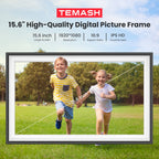 64GB Frameo Digital Picture Frame, TEMASH 15.6 Inch Large Digital Photo Frame WiFi, 1920*1080 FHD IPS Touchscreen Auto Rotate, Easy to Share Photos