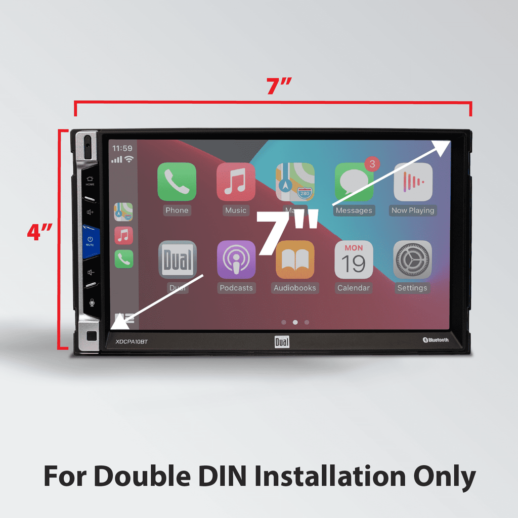 Dual 7 Inch Touchscreen Car Stereo Receiver with Apple CarPlay Android Auto Double DIN Bluetooth USB