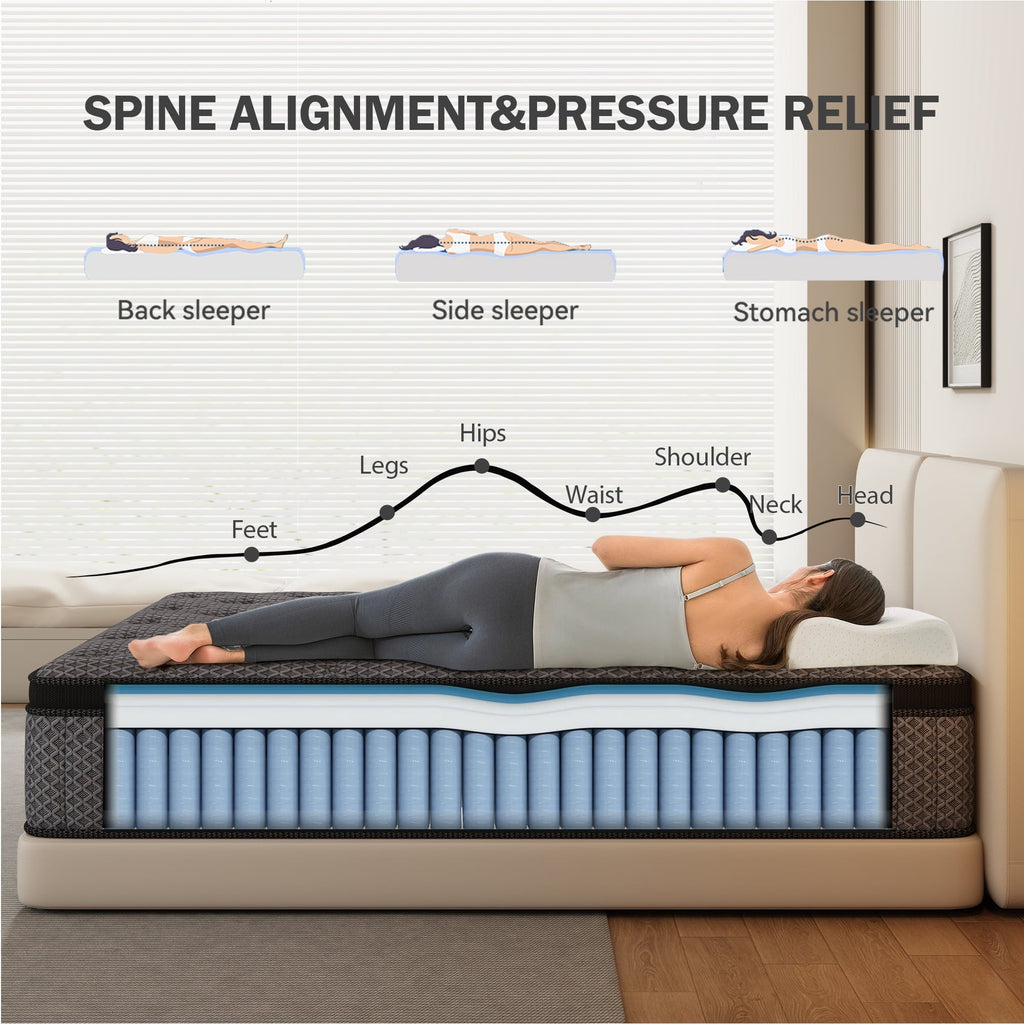HIKOS 10 inch Twin Mattress in a Box, Cooling Gel Memory Foam Hybrid Mattress with Individually Wrapped Pocket Coils, Medium Firm Twin Size Mattress