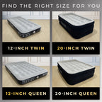 MaisonAir 20in Twin Airbed Premium Air Mattress with Coil Beam Support and Built in Pillow with Electric Air Pump