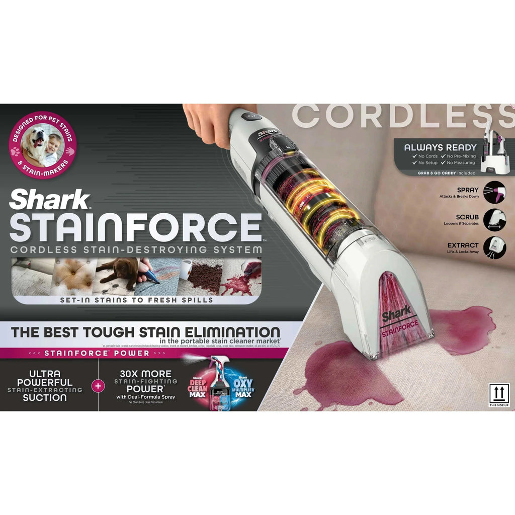 Shark Cordless Portable Spot, Stain, And Odor Remover System With Storage Caddy And Full-Size Cleaning Solution, White - HX100