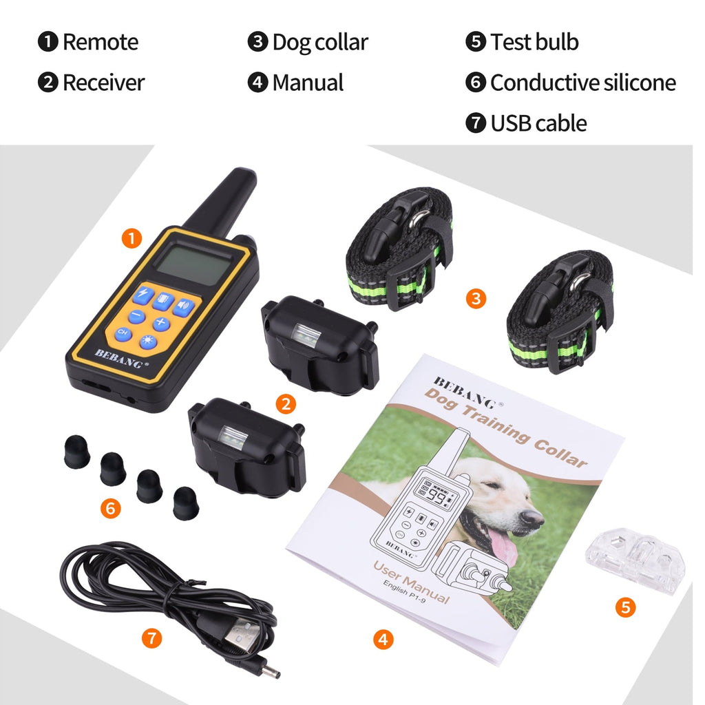 BEBANG 2600FT Dog Training Collars for 2 Dogs, Dog Shock Collar with Remote, 3 Modes Beep Vibration Shock, Waterproof, LED Light for Training Small