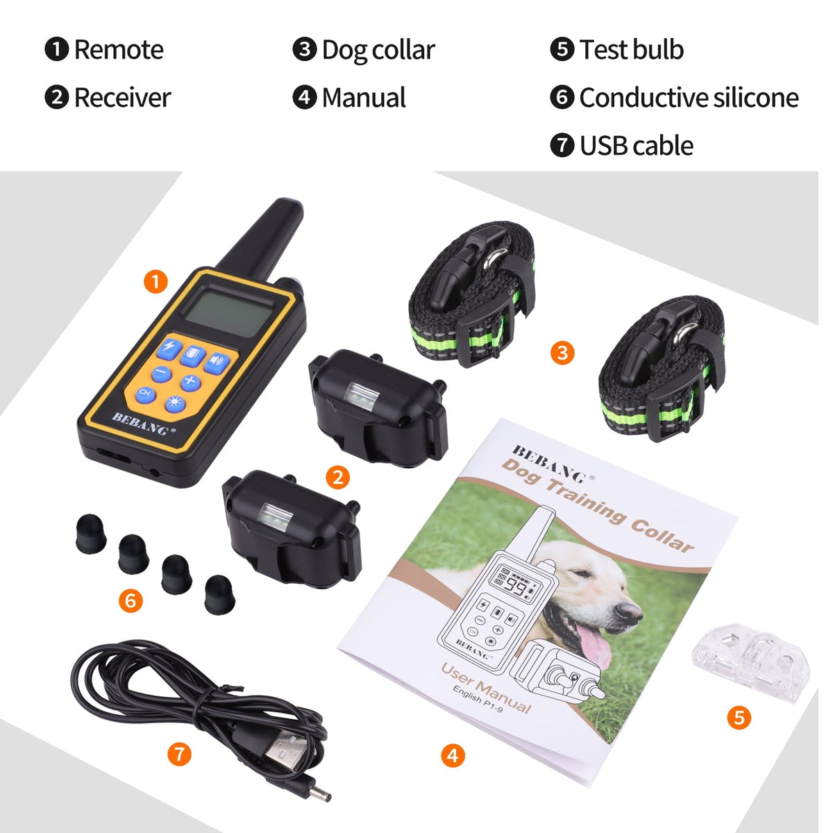 BEBANG 2600FT Dog Training Collars for 2 Dogs, Dog Shock Collar with Remote, 3 Modes Beep Vibration Shock, Waterproof, LED Light for Training Small