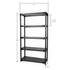 Grosfillex 36" Plastic Resin 5-tier Shelving Unit 1,000 lbs Total Capacity