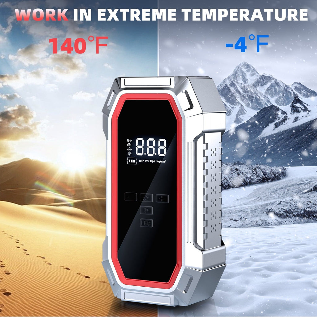 5000A Portable Jump Starter with Air Compressor, 160 PSI Tire Inflator for Cars, Trucks & SUVs, 12V Car Battery Jumper Box with LCD Display, LED