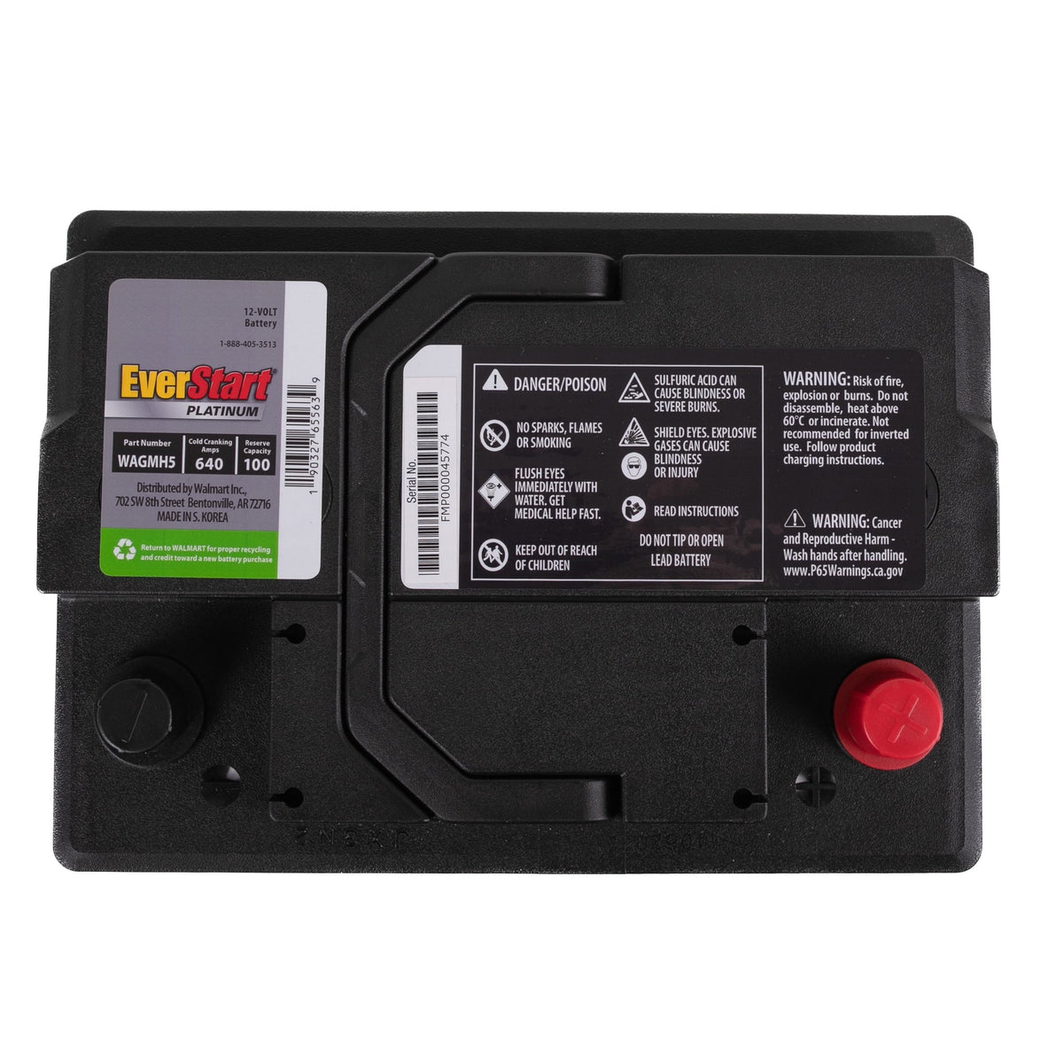 EverStart Platinum AGM Battery, Group Size H5, 12 Volts, 640 CCA, 100 RC
