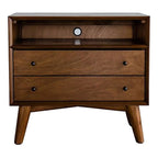 Home Square 4-Piece Set With Small TV Console, Full Wood Bed And Large Nightstand