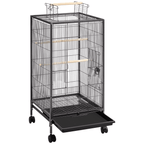 Yaheetech 40" H Wrought Iron Bird Cage with Open-Top Design & Rolling Stand Black