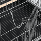 Yaheetech 52"H Metal Rolling Bird Cage with 3 Perches & 4 Feeders & Extra Storage Shelf, Black