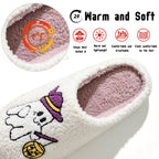 BERANMEY Halloween Slippers for Women Perfect Soft Plush Comfy Warm Slip-On Cute Womens Slippers Indoor Fluffy House Slippers for Women and Men Non-slip Fuzzy Flat Slides