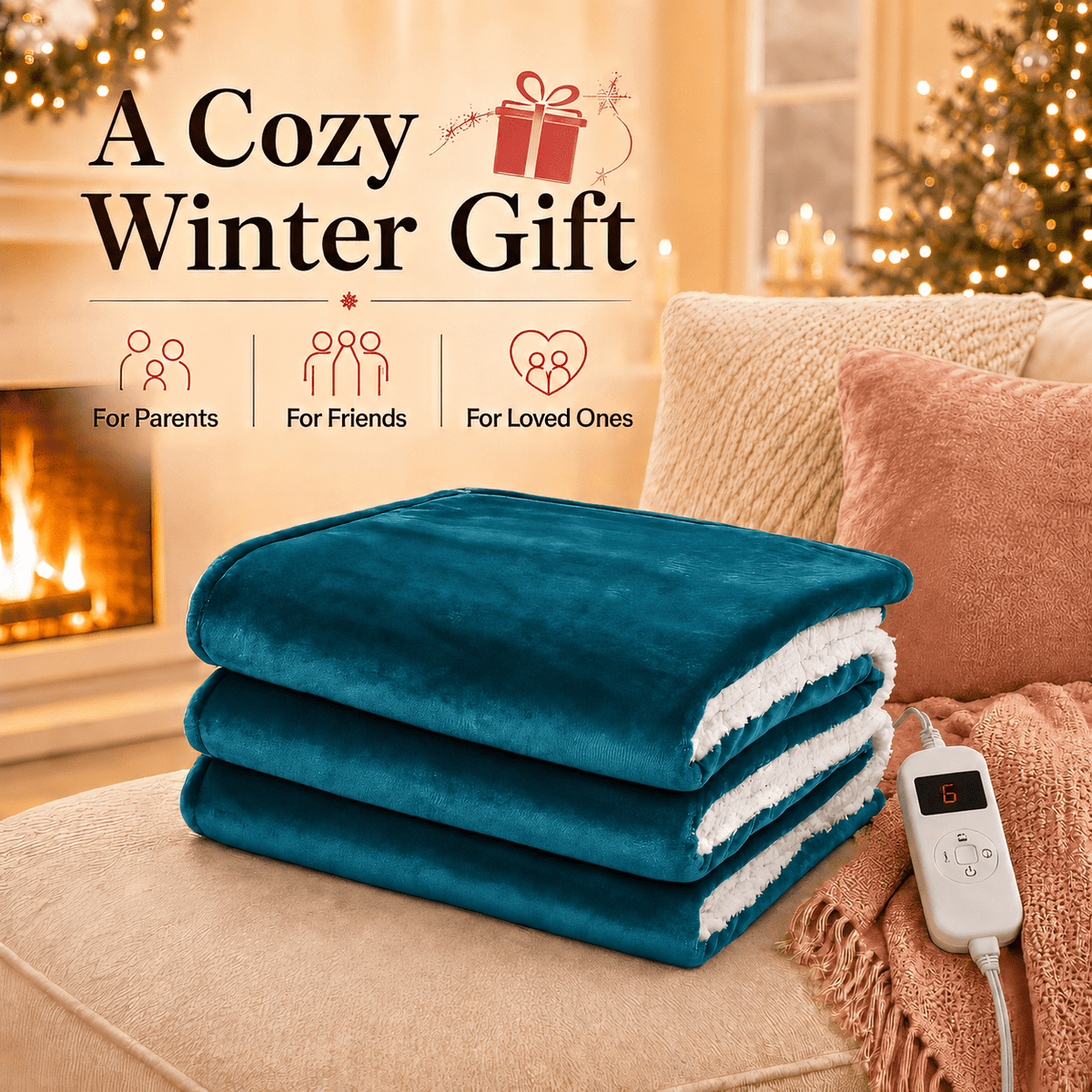 PYROEPLEEA Heated Electric Blanket Full Size 72 x 84 in, Flannel Sherpa, 6 Heat Settings, 1-12 Hour Auto Off, Machine Washable for Bed or Couch-Green
