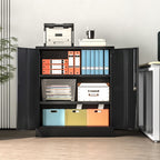 Metal Storage Cabinet, Locking Storage Cabinet with Adjustable Shelves, 36.2" H Steel Cabinet for Garage, Home, Office, Utility Room-Black