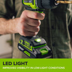 Greenworks PowerAll 24V 3/8" 280 in-lb Drill, with 2.0 Ah USB-C Battery, 30W USB-C Charger Block, 3' 100W USB-C Cable