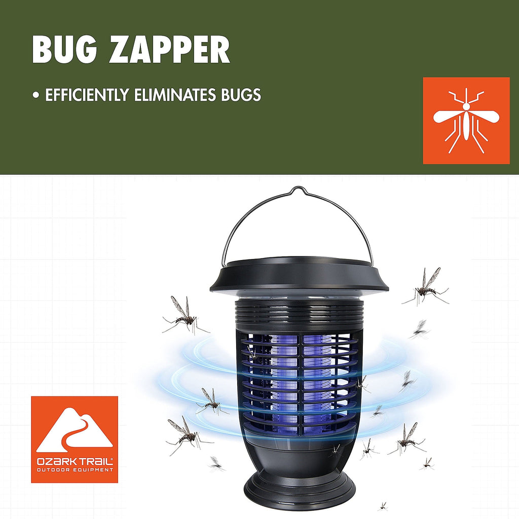 Ozark Trail Rechargeable Self-Cleaning Electronic Bug Zapper for Outdoor Use, Black