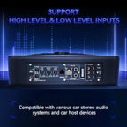 1200W Car Subwoofer with APP Control and Colour Light, 10'' 12V Slim Under Seat Powered Car Subwoofer w/Built-in Amplifier & Hi/Lo Input Bass Speaker