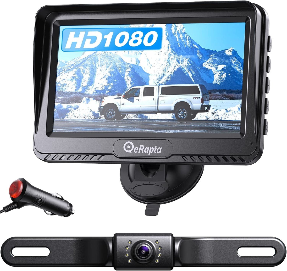 eRapta Backup Camera with Monitor 4.3 inch License Plate Wired Back up Camera for Car or Truck Pickup SUV Rear View Camera Backing Reverse Camera