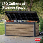 Keter Eastwood 150 Gallon Durable Resin Outdoor Deck Box Storage Organization, Ashwood