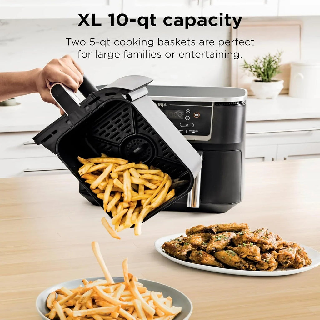 Ninja Foodi 10 QT 6-in-1 DualZone Smart XL Air Fryer, 2 Independent 5 QT Baskets, Grey - DZ550