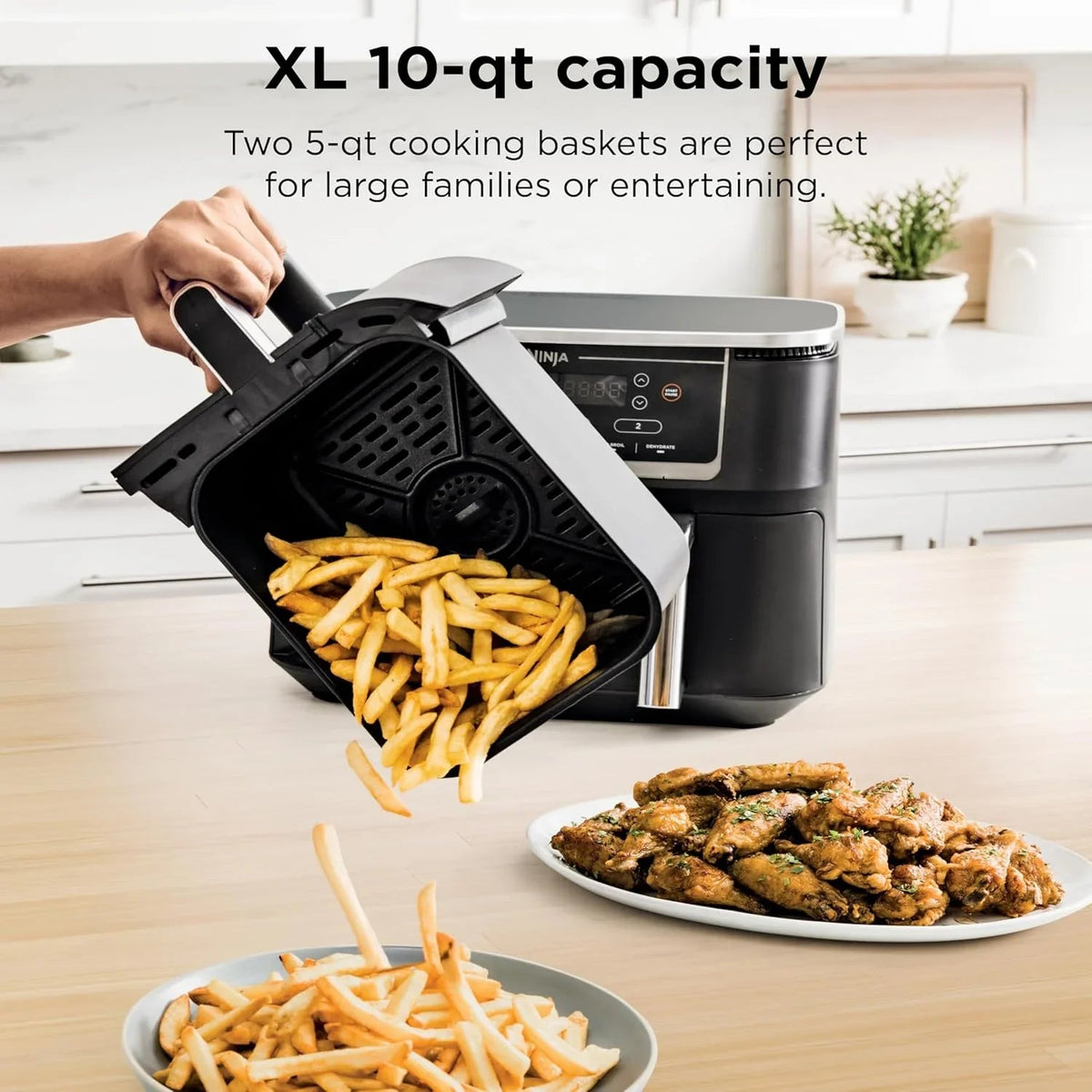 Ninja Foodi 10 QT 6-in-1 DualZone Smart XL Air Fryer, 2 Independent 5 QT Baskets, Grey - DZ550