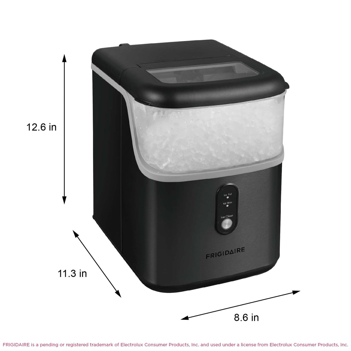 Frigidaire 33 lbs. Countertop Nugget Ice Maker, Self-Cleaning Ice Machine with Touch Controls, Black Stainless Steel