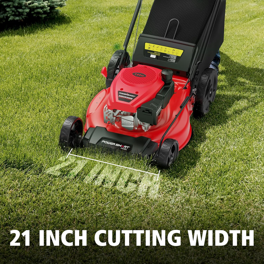PowerSmart 21 in 2-in-1 Push Lawn Mower With 144cc Engine - 6-Position Height Adjustment