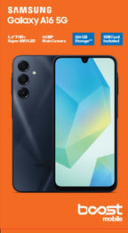 Boost Mobile Samsung A16, 5G, 128GB, Black - Prepaid Smartphone [Locked to Boost Mobile]