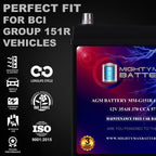 MM-G151R Start and Stop Car BCI Group Size 151R 12V 35Ah, 57RC, 370 CCA Rechargeable AGM Car Battery