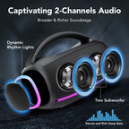 Outdoor Bluetooth Speaker, 80W Loud Speaker with Bass, Speakers Bluetooth Wireless with 24H Long Battery Life, IPX7 Waterproof, Speakers for Pool