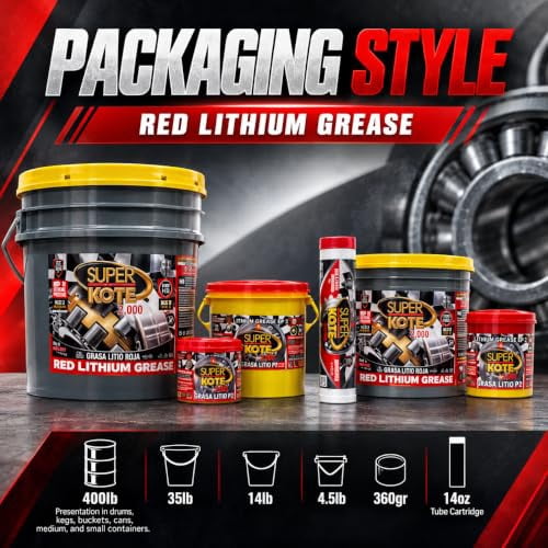Red and Tacky Lithium Grease Superkote 2000 | NLGI 2 | EP Grease | Tube | High Temperature | Heavy Duty | Industrial | Construction | Automotive