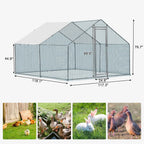 10 x 10 ft Metal Chicken Coop Walk-In Poultry Cage With Waterproof Cover