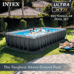 INTEX Ultra XTR Above Ground Pool 24ft x 12ft x 52in With 2 Floating Recliners And Mega Chill II Cooler