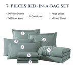 Amberspace 7-Piece Bed in a Bag Comforter Set with Sheets,Sage Green,Queen