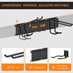 Riousery Garage Tool Organizer, Heavy-Duty Steel Wall Mount, 48-Inch Garage Organization Rack with 6 Adjustable Hooks for Garden and Yard Storage