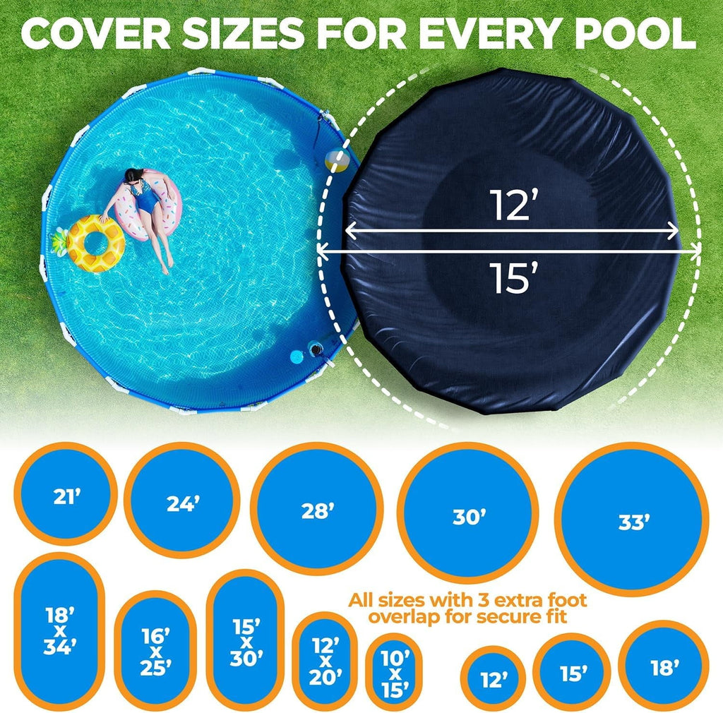 15 ft Round Pool Cover for Above Ground Pools, Above Ground Pool Cover, Winter Pool Cover, Navy Blue