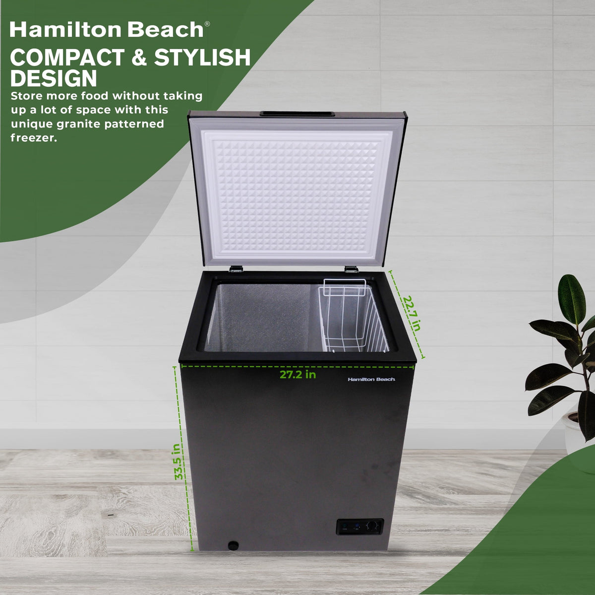 Hamilton Beach 5.0 Cu. ft. Garage Ready Chest Freezer, Dark Granite Finish