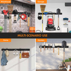 Riousery Garage Tool Organizer, Heavy-Duty Steel Wall Mount, 48-Inch Garage Organization Rack with 6 Adjustable Hooks for Garden and Yard Storage