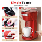 2 in 1 Single Serve Coffee Maker for K Cup Pods & Ground Coffee, Mini K Cup Coffee Machine with 6 to 14 oz Brew Sizes, Single Cup Coffee Brewer with