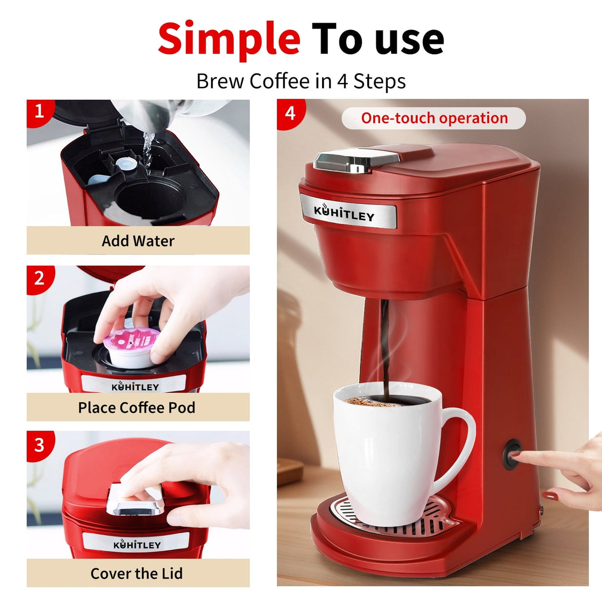 2 in 1 Single Serve Coffee Maker for K Cup Pods & Ground Coffee, Mini K Cup Coffee Machine with 6 to 14 oz Brew Sizes, Single Cup Coffee Brewer with